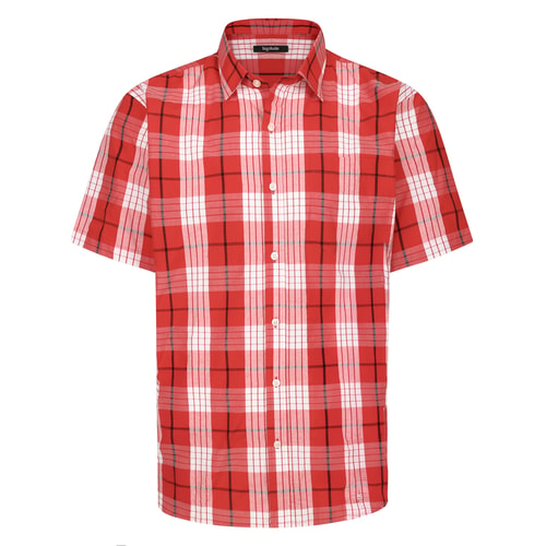 Bigdude Cut Away Collar Checked Short Sleeve Poplin Shirt Pepper Red